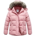 thumbnail image 1 of Heting Women's Plus Size Hooded Puffer Jacket Quilted Thicken Winter Coat with Removable Hood, Windproof Waterproof Warm Overcoat with Multi-Pockets Pink 1X, 1 of 2