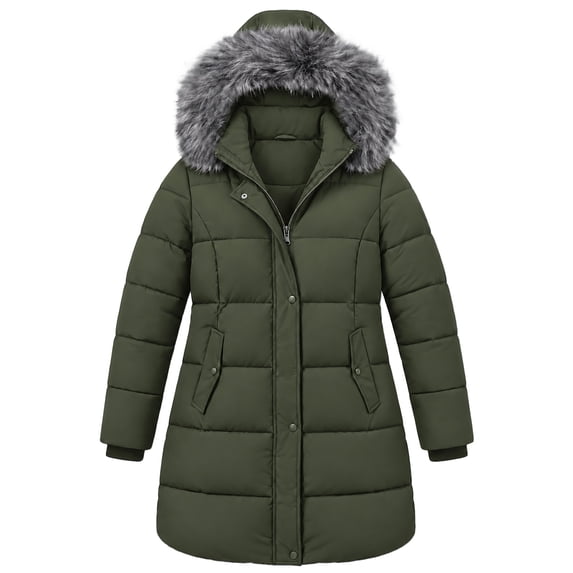 Heting Women's Plus Size Winter Puffer Coat with Removable Hood Warm Thicken Snow Jacket for Cold Weather Army Green 4XL