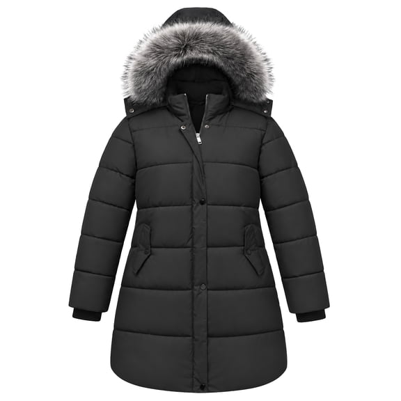 Heting Women's Plus Size Winter Puffer Coat with Removable Hood Warm Thicken Snow Jacket for Cold Weather Black 2XL