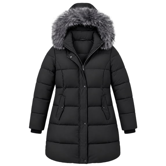 Heting Women's Plus Size Winter Puffer Coat with Removable Hood Warm Thicken Snow Jacket for Cold Weather Black 2XL