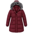 thumbnail image 1 of Heting Women's Plus Size Winter Puffer Coat with Removable Hood Warm Thicken Snow Jacket for Cold Weather Burgundy 5XL, 1 of 9