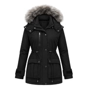 Women's Thicken Waterproof Puffer Jacket Quilted Winter Parka Coat Black L