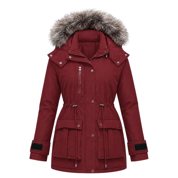 Heting Women's Warm Quilted Puffer Jacket Waterproof Winter Parka Coat Cozy Burgundy L