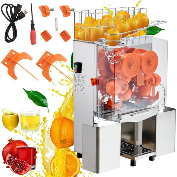 Hetoy 120W Automatic Commercial Orange Juicer Machine - Citrus-Only Juicer with Dual Waste Containers, Self-Cleaning Function & Food-Grade Stainless Steel Design
