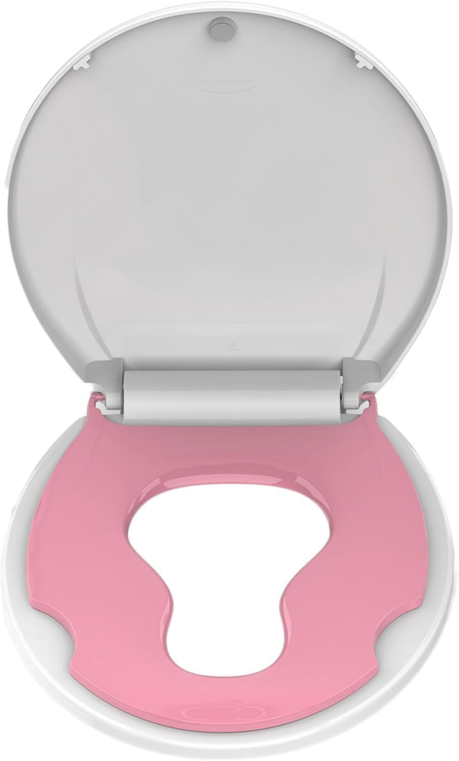 Hetoy 17” Round Toilet Seat with Built-in Toddler Seat for Easy Potty Training, Baby Toilet lid 2 in 1, Easy Install Clean,PP Material Safe and No Loosen,Perfect for Both Adults and Children, Pink