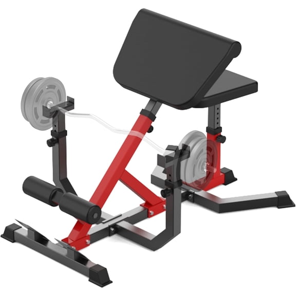 Hetoy 2 in 1 Roman Chair and Missionary Curling Bench Multi-functional heavy-duty, extra-extended bench with adjustable height for arm, abs, back, hip, and leg stretching exercise equipment,Red