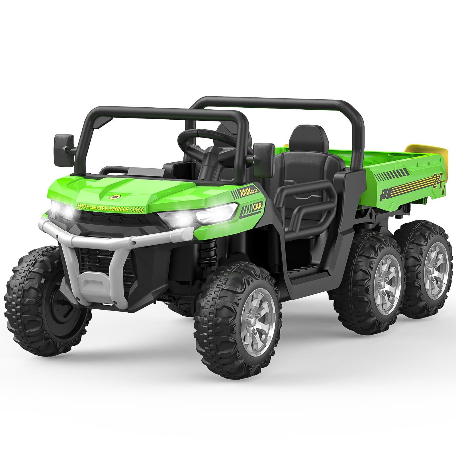 Green 24V 6-Wheeler Kids Ride-On Utility Vehicle