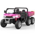thumbnail image 1 of Hetoy 24V Ride on Toys, 2 Seater 6-Wheel UTV Car, 4WD Ride on Dump Truck for Big Kids with Trailer Remote Control, Pink, 1 of 8