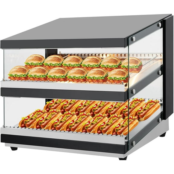 Hetoy 48 Inch Commercial Food Warmer Display Case - Countertop Heated Display Cabinet with Adjustable Shelves