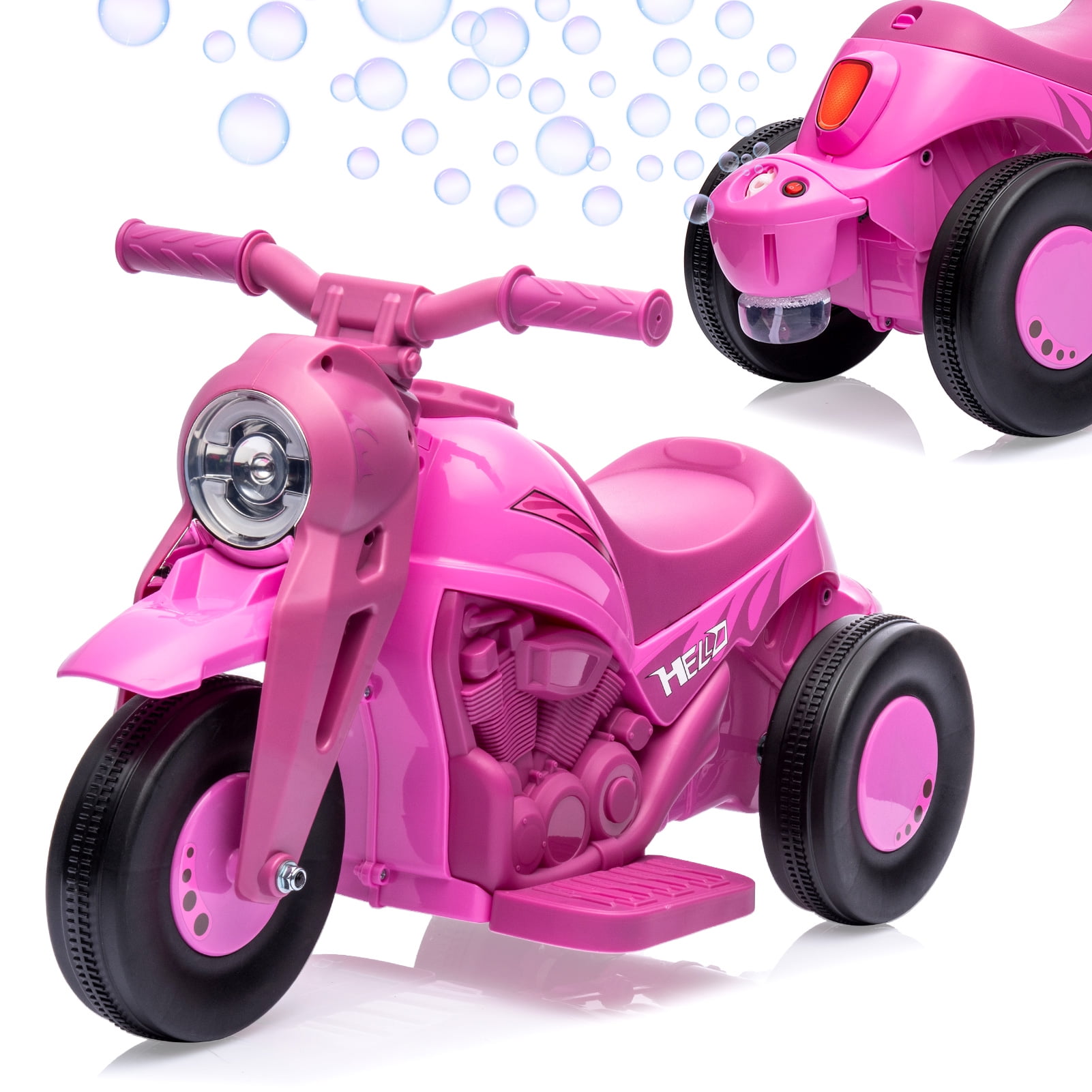 Hetoy 6V Kids Bubble Ride-On Motorcycle – Electric 3-Wheel Toy