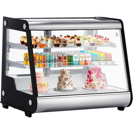 Hetoy Commercial Fridge Display Refrigerator, 5.3 Cu.Ft./149L Countertop Refrigerator Display Case, Commercial Cake Display Refrigerator With Tempered Glass Door, Black