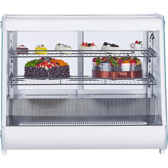 Hetoy Commercial Fridge Display Refrigerator, 5.3 Cu.Ft./149L Countertop Refrigerator Display Case, Commercial Cake Display Refrigerator With Tempered Glass Door, White