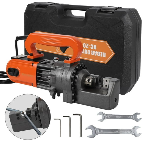 Hetoy Electric Rebar Cutter – Portable Hydraulic Cutter for 3/4 Inch #6 4-20mm Rebar, 1250W, 110V, Cuts in 3.5 Seconds, Includes Tool Box (1250W RC-20)