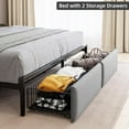 thumbnail image 1 of Hetoy King Bed Frame with 2 Storage Drawers, LED Bed Frame with 2-Tier Storage Headboard＆Charging Station, Metal Platform Bed Frame, No Box Spring Needed, Noise Free, Rustic Grey, 1 of 7