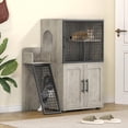 thumbnail image 1 of Hetoy Modern Cat Litter Box Enclosure – Dual Layer Hidden Cat Washroom with Sturdy Ladder, Ideal Cat Cabinet for Indoor Cats in Gray, 1 of 8