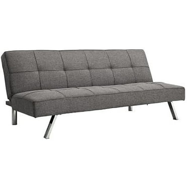 Hetoy Modern Convertible futon Sofa Bed, Fabric loveseat with Metal Legs, Adjustable backrest, Suitable for Compact Living Spaces, Apartments, Dormitories, Living Rooms, Offices-Grey