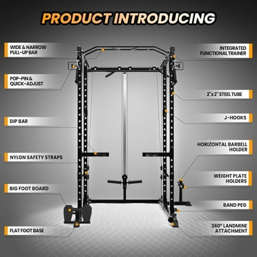 Mikolo Power Cage, Squat Rack with Dual Pulley Cable Crossover System ...