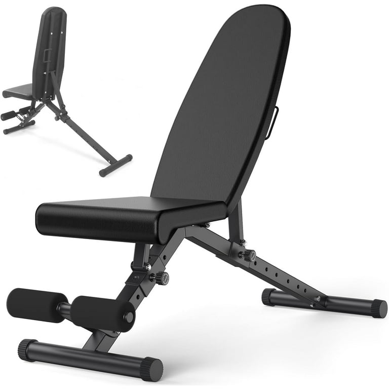 Hetoy Weight Bench, Black Adjustable Workout Bench with 900Lbs