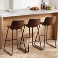 thumbnail image 1 of FIRAVOE Bar Stools Set of 3, 30 Inch Counter Height Bar Stools with Back, Faux Leather Modern Barstools High Bar Stools Chairs for Kitchen Island, Brown, 1 of 13