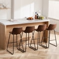 thumbnail image 1 of FIRAVOE Bar Stools Set of 4 (Low Back) Bar Height Bar Stools with Footrest, 30 Inch Leather Modern Barstools Bar Chairs for Kitchen Island Brown Bar Stools, 1 of 13