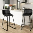 thumbnail image 1 of HeuGah Bar stools Set of 2,Faux Leather Counter Height Bar Stools,Dining Room Chairs with Metal Legs & Soft Backrest Easy to Assemble, 1 of 6