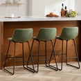 thumbnail image 1 of FIRAVOE Counter Height Bar Stools Set of 3 (Low Back) (26 Inch) Leather Modern Barstools Counter Stools Bar Chairs Green Bar Stools for Kitchen Island, 1 of 12