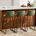 thumbnail image 1 of FIRAVOE Bar Stools Set of 3, 30 Inch Counter Height Bar Stools with Back, Faux Leather Modern Barstools High Bar Stools Chairs for Kitchen Island, Green, 1 of 13