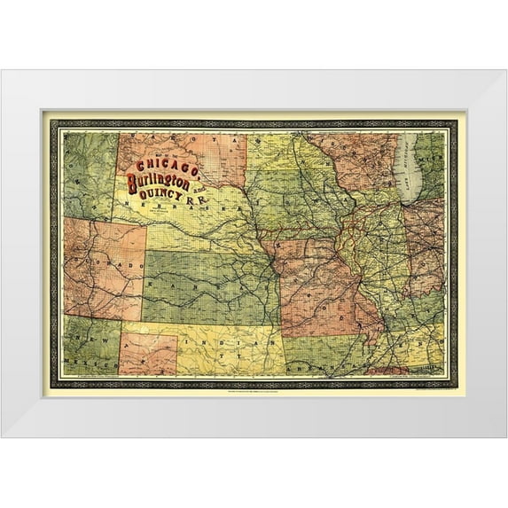 Heubach 14x11 White Modern Wood Framed Museum Art Print Titled - Chicago, Burlington and Quincy Railroad 1879