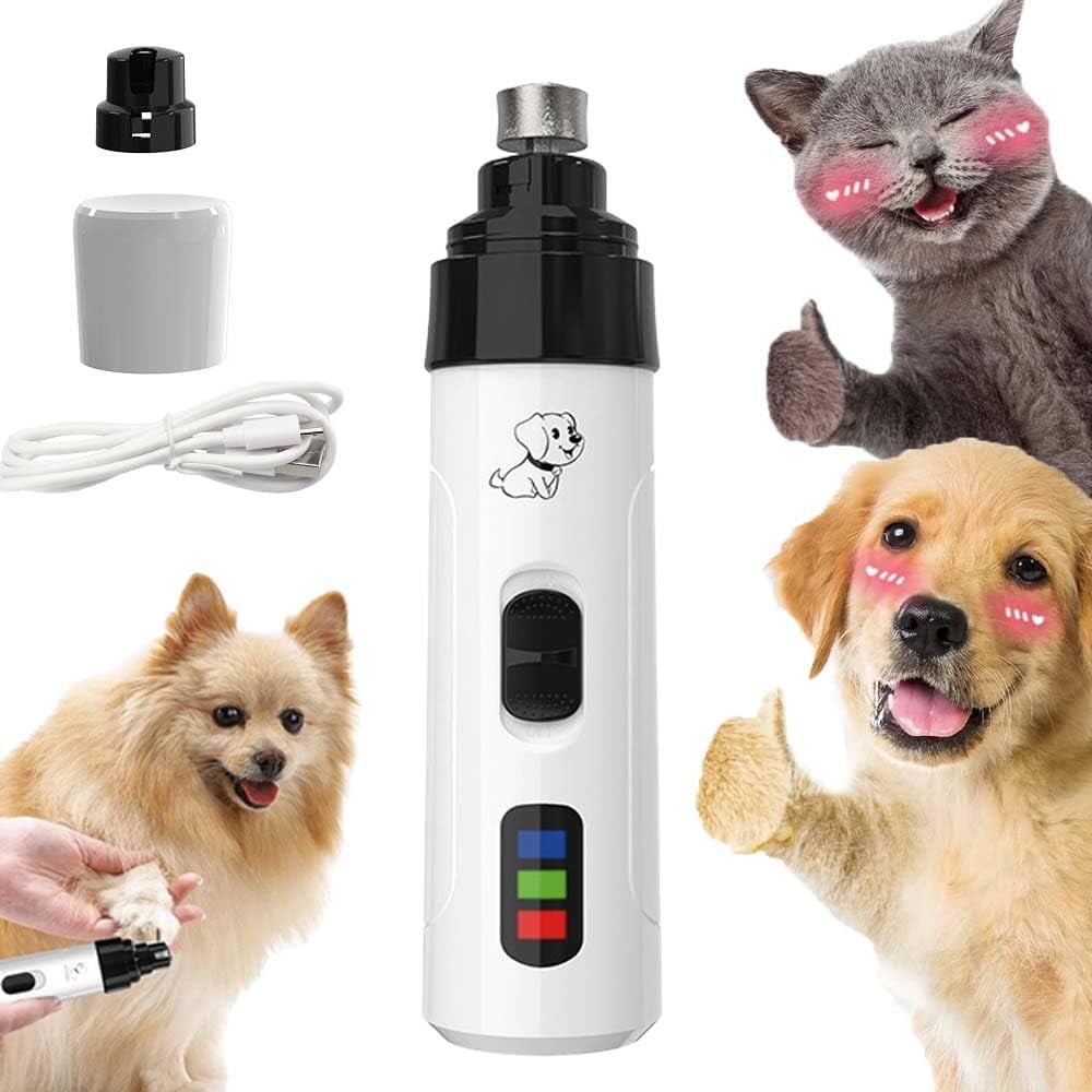 Silent Dog Nail Grinder - 2025 Upgraded Low Noise Trimmer With USB Charging & 3 Grinding Heads
