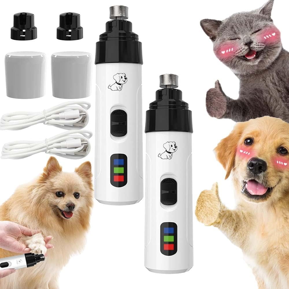 Heusom Silent Groom Pro,Silent Groom Pro,Silent Grind Silentgrind Pro Dog Nail Trimmer,Quiet Painless Pets Paws Grooming & Smoothing Tool,Rechargeable for Small Medium Large Dogs & Cats (2pcs)