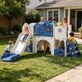 thumbnail image 1 of Shengchao Trade   12 in 1 Toddler Slide , Astronaut Themed  for Baby Slide Toddlers Aged 1-3, with Astronaut,Telescope, Basketball Hoop and Ring Toss, Toddler Playset Blue Gray Combo, 1 of 15