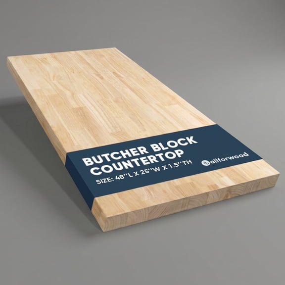 allforwood 48''L x 25''W x 1.5''Th Hevea Wood Butcher Block Countertop, 4ft L x 25" W, 1.5in Thick, Unfinished Butcher Block Table Top for DIY Washer Dryer/Island/Kitchen