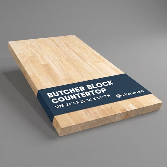 allforwood 36''L x 25''W x 1.5''Th Hevea Wood Butcher Block Countertop, 3ft L x 25" W, 1.5in Thick, Unfinished Butcher Block Table Top for DIY Washer Dryer/Island/Kitchen Countertop