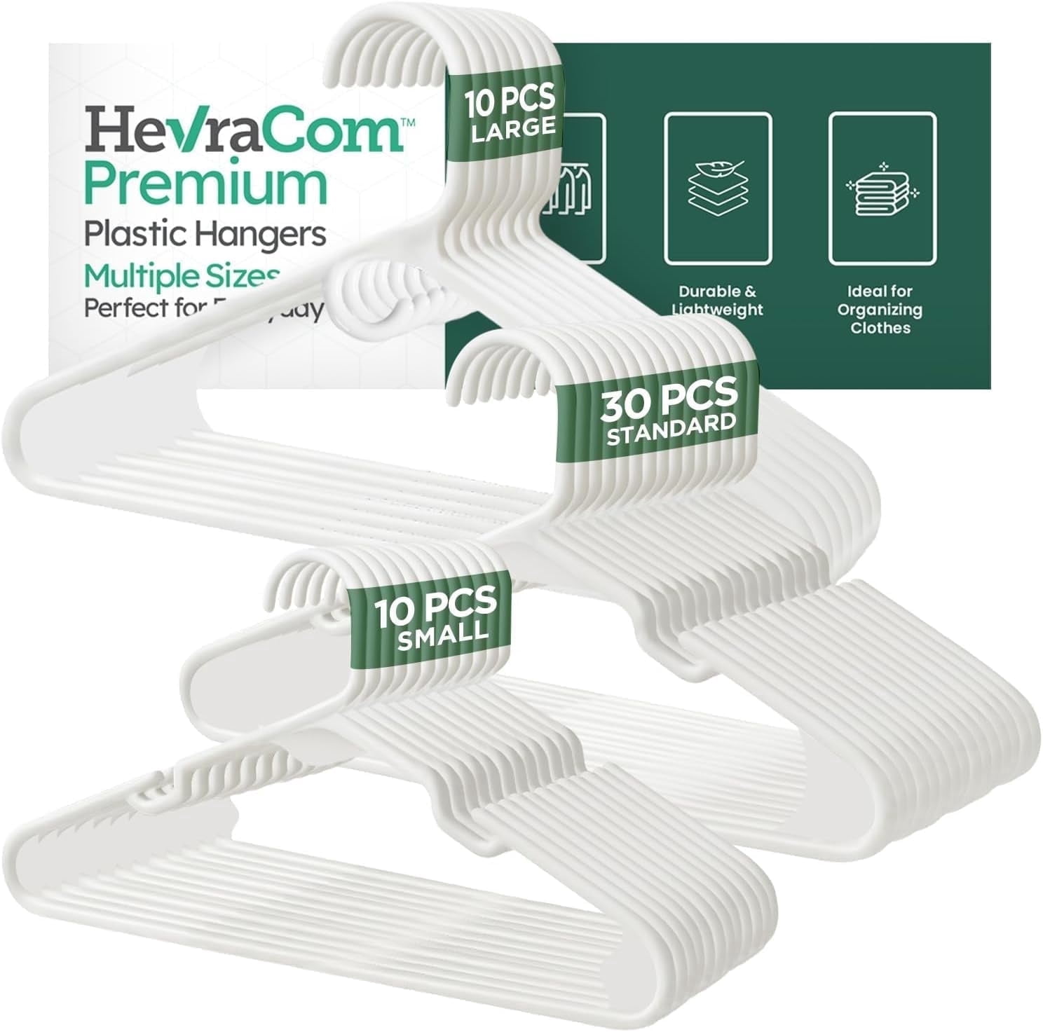 HevraCom 50-Pack Family Plastic Clothes Hangers White