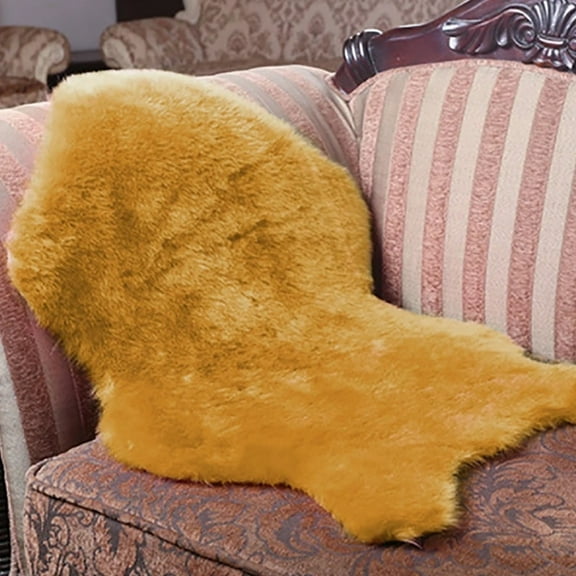 Hewann Area Rug Faux Soft Shaggy Rug Fuzzy Long Carpets for Bedroom Living Room Decor,1PC,Gold,Short Plush,60×40cm,Rug