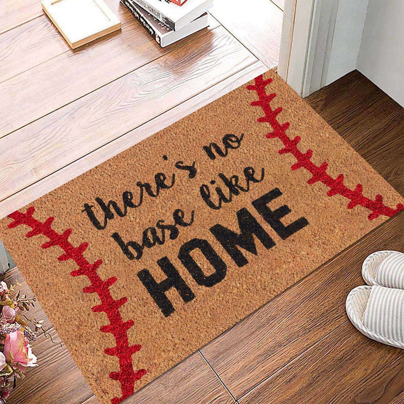 Softball Entry Rug Hewann Fun Doormat Sports Baseball Rug Non-Slip Absorbent Carpet for ...