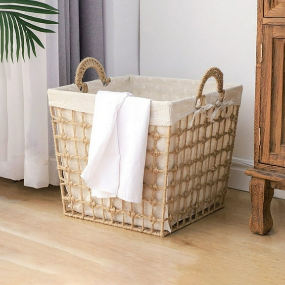 Hewann Laundry Basket Handmade Rattan Woven Storage Basket - Durable, Large Capacity Toy Organizer & Laundry Bin - Stylish, Multi-Use Design for Home Décor, Gifts & More Storage Basket