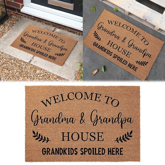 Hewann Personalized Welcome Mat Funny Coir Doormat with Heavy-Duty Back - Welcome to Grandma and Grandpa! Personalized Rug for Front Porch, Entrance, and Gift for Grandparents