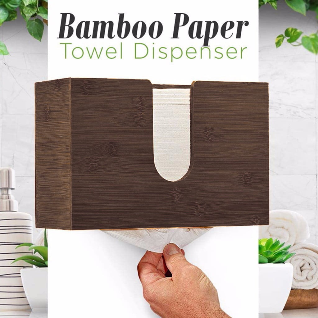 Distributeur De Papier Essuie-tout Mural En Bambou Avec Plateau - Marque Nature Supplies - Neuf