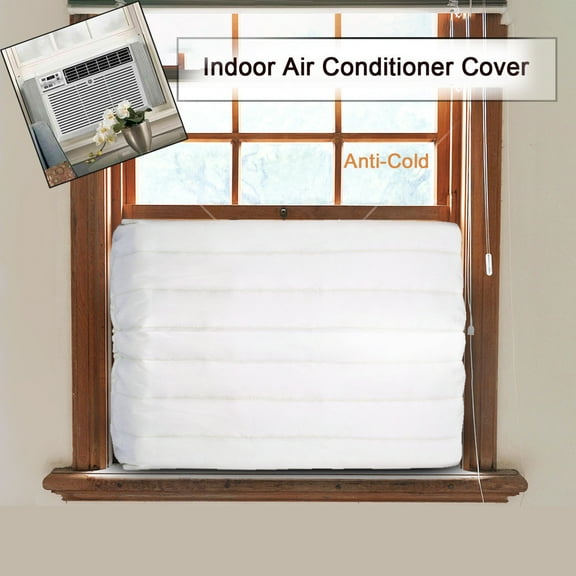 Hewann Window Air Conditioner Cover - Double Insulated, Quilted Poly Cotton, 17x13x2.5 Inch - Prevent Drafts, Reduce Heating Costs - Indoor AC Unit Protection - Easy Assembly, Machine Washable