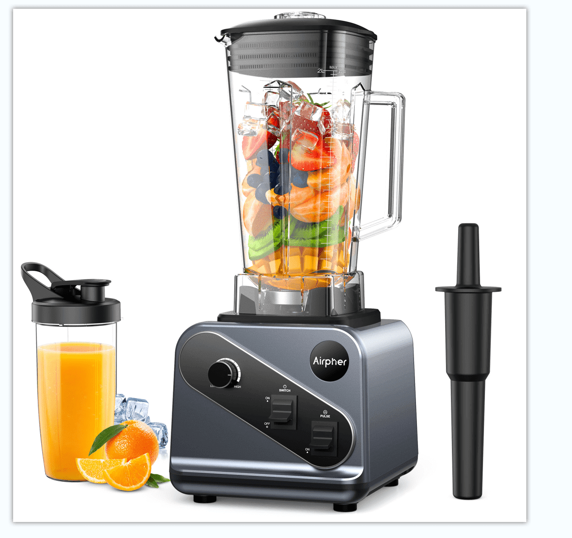 Airpher 850W Portable Personal Blender Set, 19 Pieces, Silver