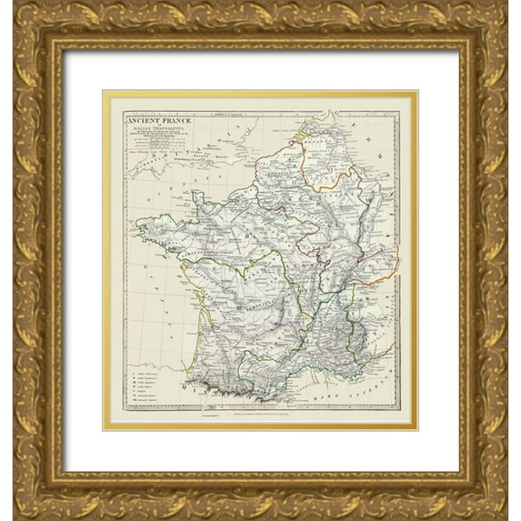 Hewitt 20x21 Gold Ornate Wood Framed with Double Matting Museum Art Print Titled - Ancient France - Hewitt 1830