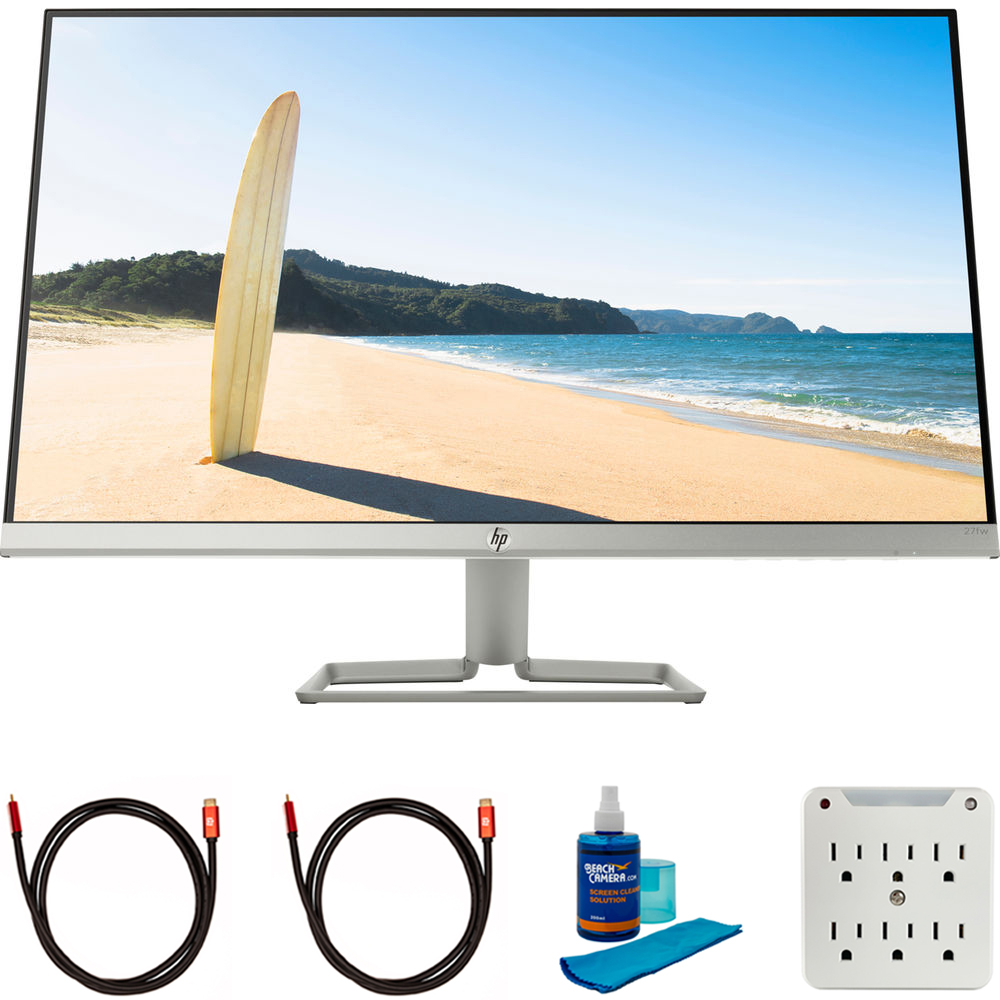 Hewlett Packard 4TB31AA#ABA 27fwa 27 inch FHD 1080p, Built-in Audio, HDMI ,2x 6FT Universal 4K HDMI 2.0 Cable, 6-Outlet Surge Adapter - image 1 of 11
