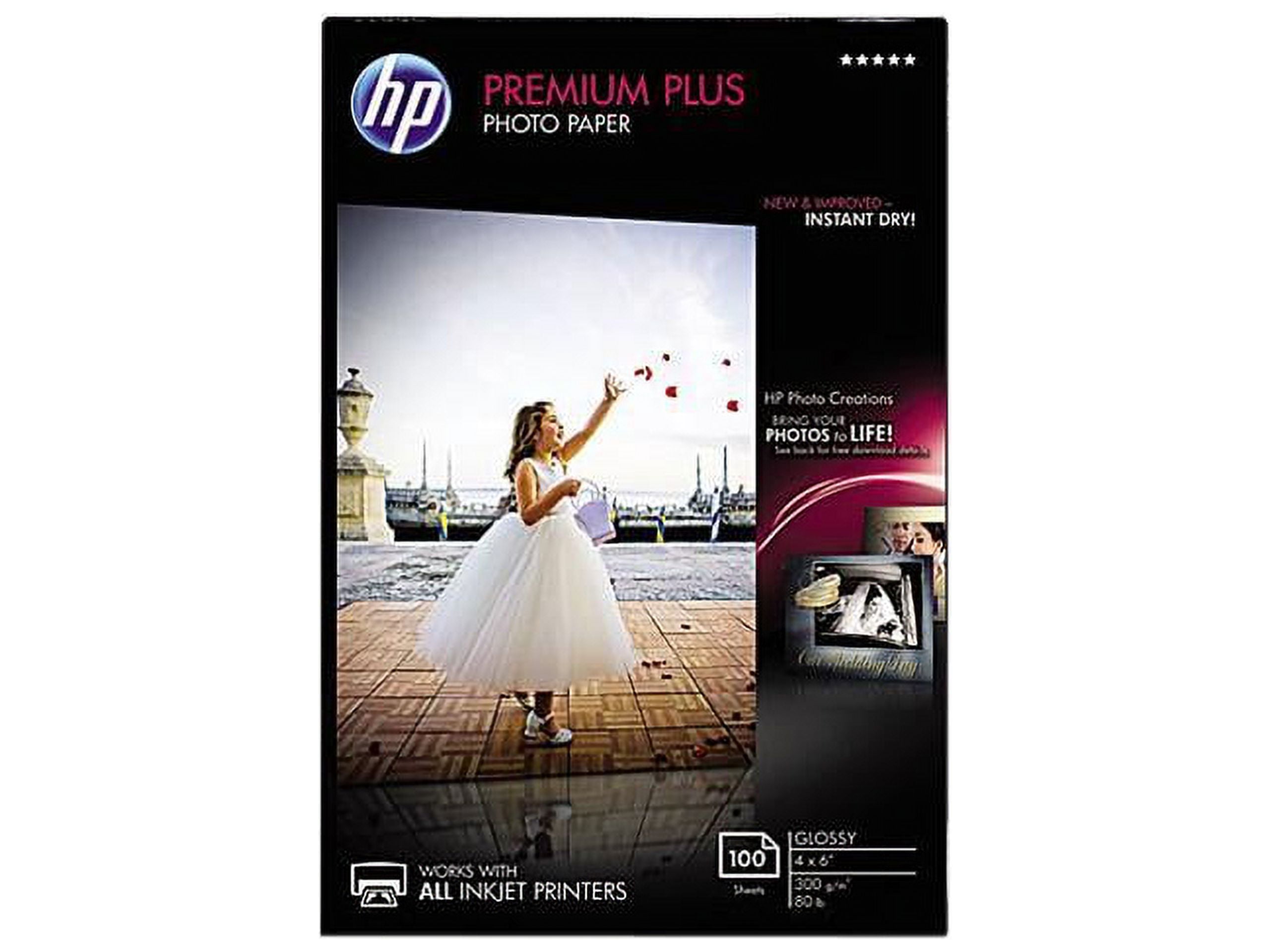 HP Premium Plus Glossy Photo Paper, 8.5 x 11, 50 Sheets/Pack (CR664A)