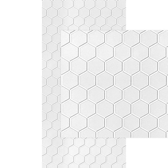 Hex 4ft. x 8ft. Gloss White Paintable Glue-Up PVC Wall Panels (96 Sq.ft / Pack) - 3 Pieces