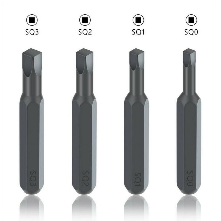 Hex 4mm Micro Screwdriver Bits bit magnetic Square head SQ0 SQ1 SQ2 SQ3 4PCS Set Robertson System 4 Compatible