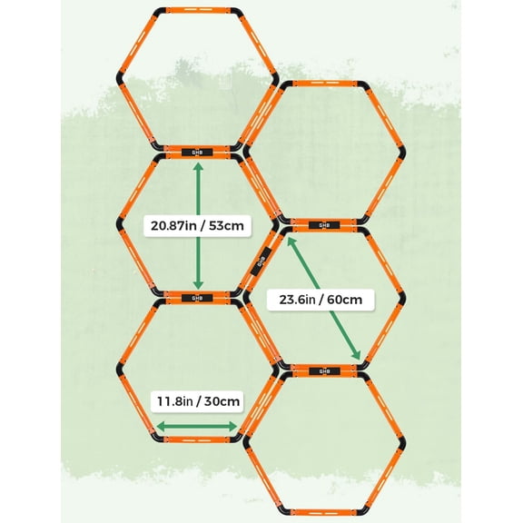 Hex Agility Rings Speed Rings with Carrying Bag 6 Set Portable Hexagon Rings, Agility Ladder for Agility Footwork Training