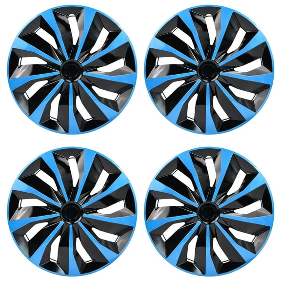 Hex Autoparts 14" Hub Caps Set of 4 fits R14 Tire & Steel Full Rim, Snap On Full Hubcaps Wheel Covers Universal for 14 inch Rims Blue & Black A-Type