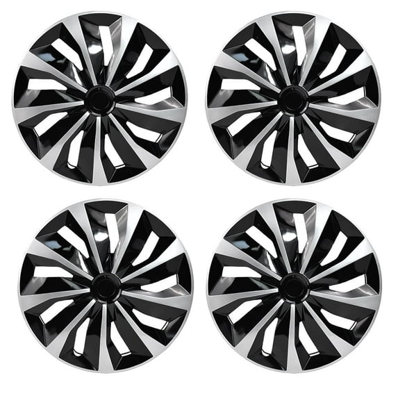 Hex Autoparts 14" Hub Caps Set of 4 fits R14 Tire & Steel Full Rim, Snap On Full Hubcaps Wheel Covers Universal for 14 inch Rims Black & Silver A-Type