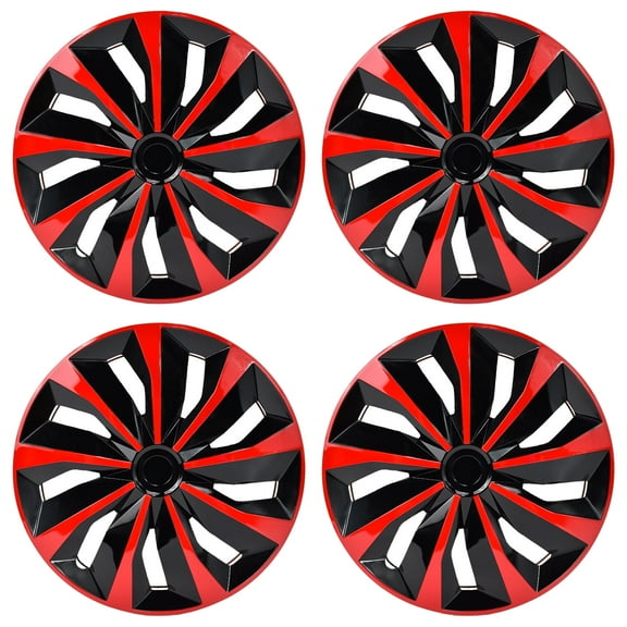 Hex Autoparts 14" Hub Caps Set of 4 fits R14 Tire & Steel Full Rim, Snap On Full Hubcaps Wheel Covers Universal for 14 inch Rims Red Black A-Type